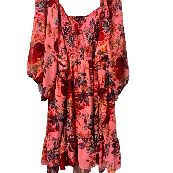 Torrid Plus Size 4 Pink Floral Tiered Chiffon Mini Dress – NWOT - Picture 4 of 10